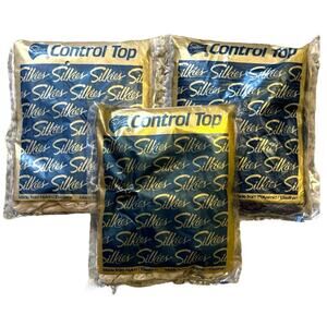 Vintage 3 Pairs Size XL  Silkies Control Top Pantyhose Black & Ivory